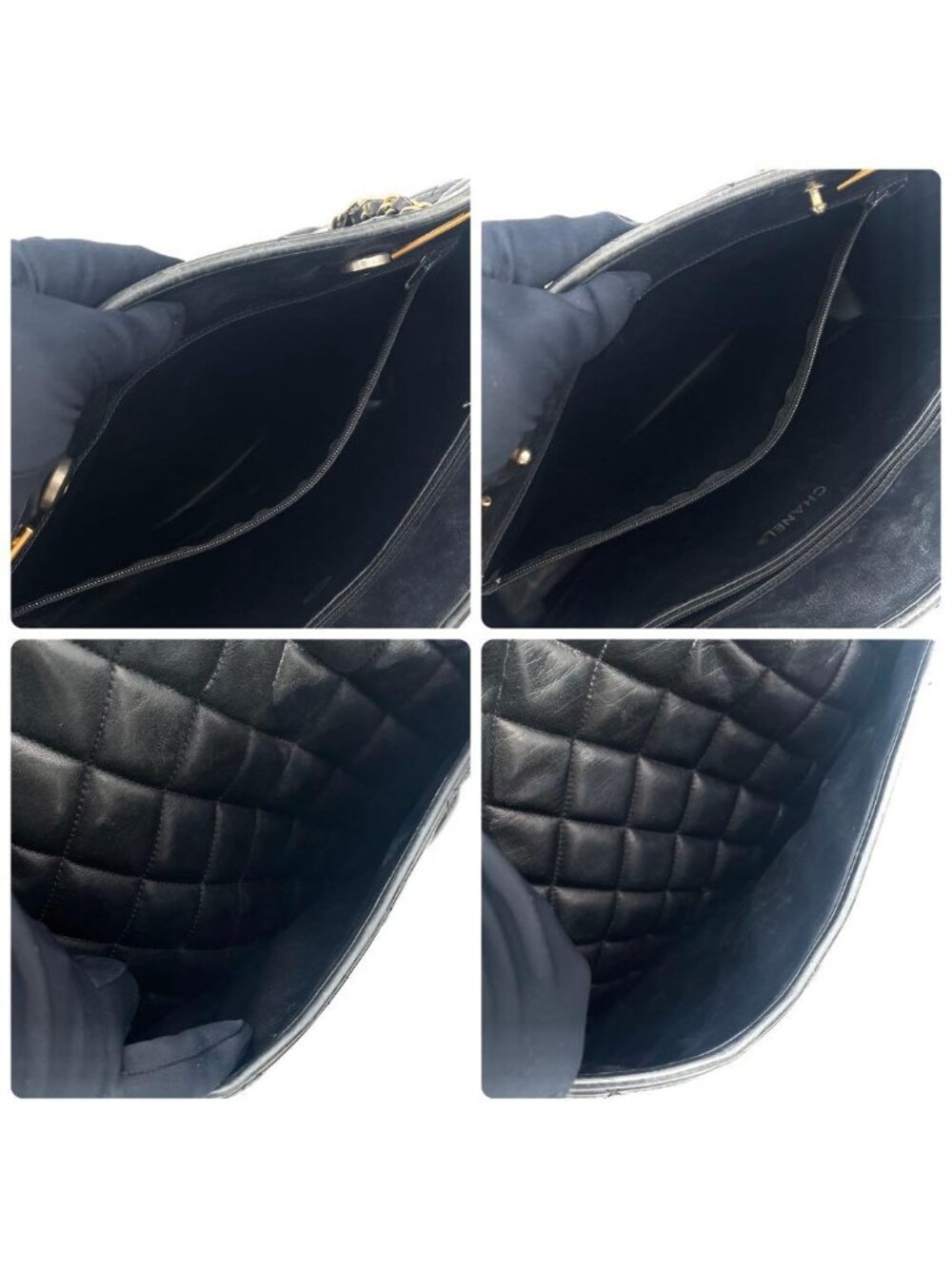 ★SOLD★ Chanel Quilted Tote Chaintote Black Lambskin CC Logo - Picture 4 of 9